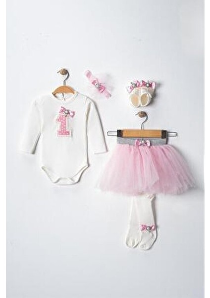 Kız Bebek Doğum Günü Parti Kıyafeti Parti Elbisesi Tütü Etek/elbise Seti 1 Yaş (Kutulu Ürün)