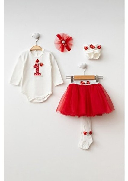 Kız Bebek Doğum Günü Parti Kıyafeti Parti Elbisesi Tütü Etek/elbise Seti 1 Yaş (Kutulu Ürün)