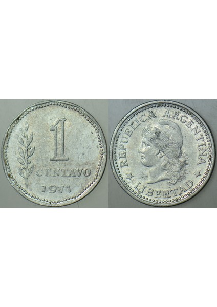 Arjantin 1 Centavo 1971 Alüminyum. 15,7 mm