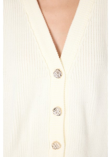 Kemik V Yaka Düğmeli Örme Kadın Hırka 6765 indirimleri