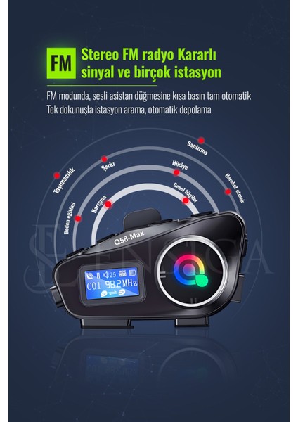 2 Intercom Bağlantılı Radyolu LCD Ekranlı Işıklı Su Geçirmez Motorcu Kask Kulaklık Müzik Çalar modelleri