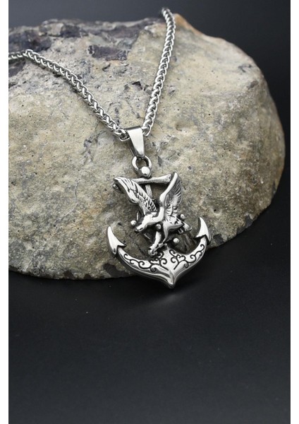 Çapa Dümen ve Kartal Figürlü Kolye Paslanmaz Çelik Zincir 902289 fiyatları