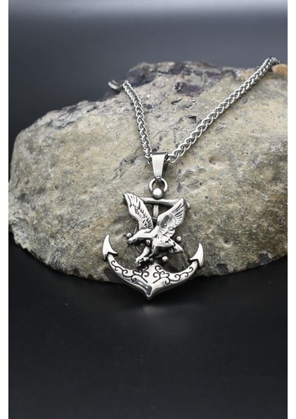 Çapa Dümen ve Kartal Figürlü Kolye Paslanmaz Çelik Zincir 902289 modelleri