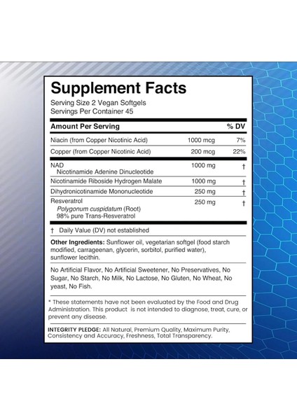 Nad+ Nicotinamide Riboside 2500 Mg 90 Softgels fiyatları