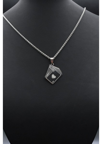 Iskambil Oyun Kağıdı Motifli Kolye Paslanmaz Çelik Zincir 902299 indirimleri