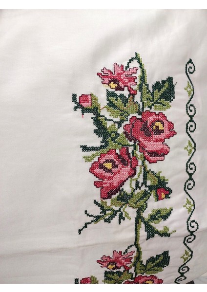 Buldan Kanaviçeli Çift Kişilik Pamuk Saten Çarşaf Seti-Krem fiyatları