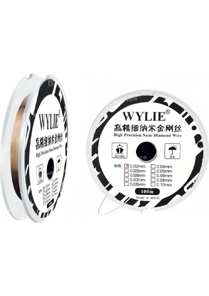 Wylie 100M Yüksek Sertlikli Özel Nano Kesme Elmas Teli Ekran Ayırma Için 0,05 mm 100MT