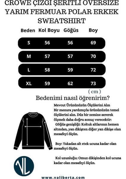 Crowe Çizgi Şeritli Oversize Yarım Fermuar Polar Erkek Sweatshirt - Ekru fırsatları
