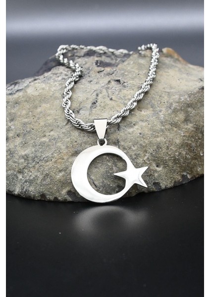 Ay Yıldızlı - Ay Yıldız Kolye Paslanmaz Çelik Zincir 902300 fiyatları