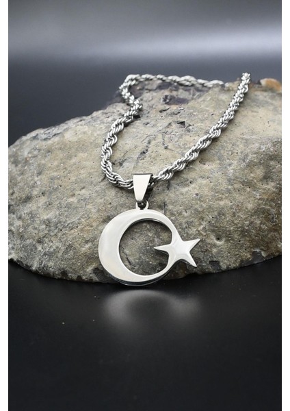 Ay Yıldızlı - Ay Yıldız Kolye Paslanmaz Çelik Zincir 902300 modelleri