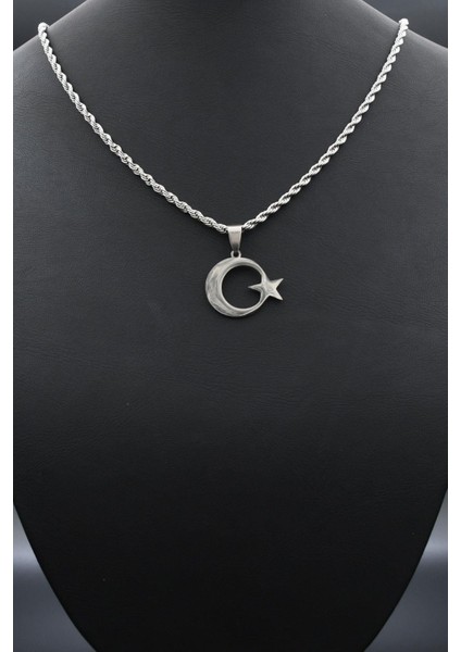 Ay Yıldızlı - Ay Yıldız Kolye Paslanmaz Çelik Zincir 902300 fırsatları