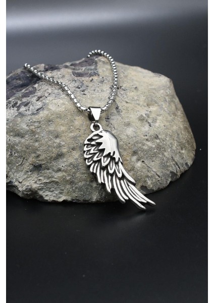 Kanat Motifli Kolye Paslanmaz Çelik Zincir 902284 modelleri