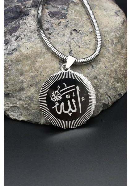 Allah Yazlı Kolye Paslanmaz Çelik Zincir 902294