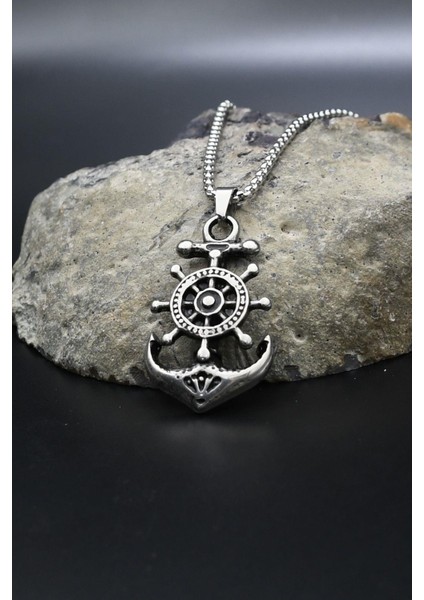 Çapa Dümen Figürlü Kolye Paslanmaz Çelik Zincir 902291 fiyatları