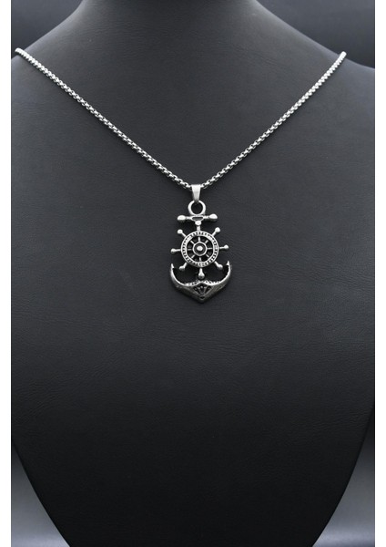 Çapa Dümen Figürlü Kolye Paslanmaz Çelik Zincir 902291 fırsatları