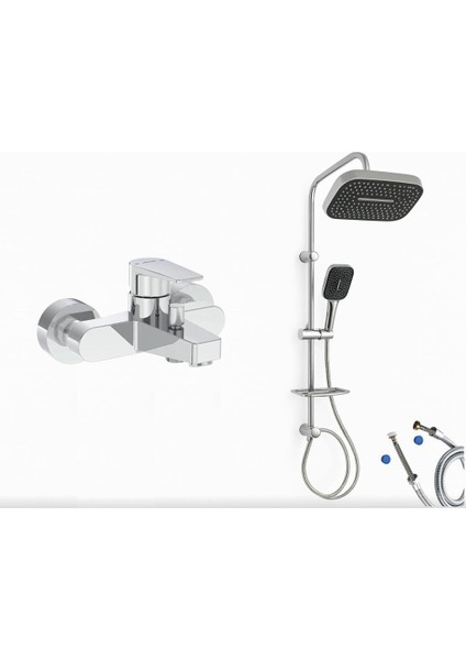 Artema Flow Square Banyo Bataryası + Doppo Prime Lux Tepe Duş Sistemi