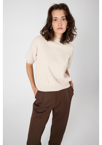 Taş Yarım Balıkçı Yaka Kısa Kollu Kadın Triko Bluz 2308 fiyatları
