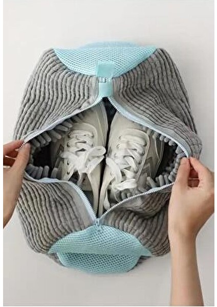 Makinede Pratik Deforma Önleyeci Eskimeye Dayanıklı Boya Vermez Ayakkabı Yıkama Çantası Torba File fiyatları