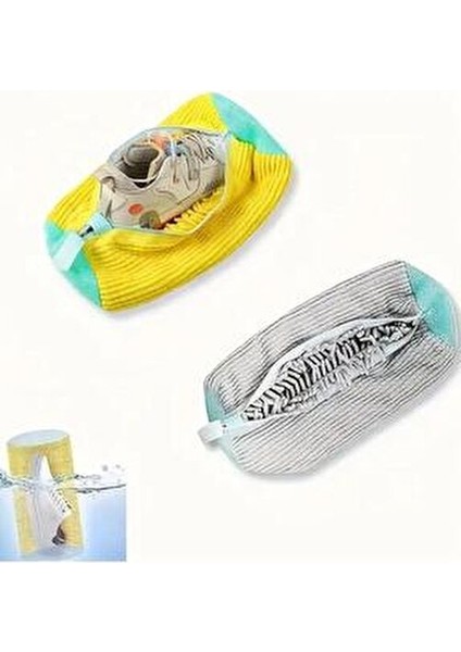 Makinede Pratik Deforma Önleyeci Eskimeye Dayanıklı Boya Vermez Ayakkabı Yıkama Çantası Torba File fırsatları