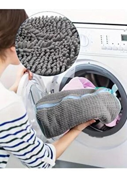 Makinede Pratik Deforma Önleyeci Eskimeye Dayanıklı Boya Vermez Ayakkabı Yıkama Çantası Torba File