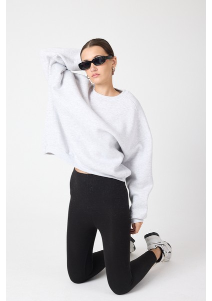 Karmelanj Bisiklet Yaka Oversize Kadın Sweatshirt 9152M