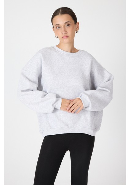 Karmelanj Bisiklet Yaka Oversize Kadın Sweatshirt 9152M