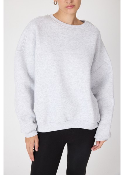 Karmelanj Bisiklet Yaka Oversize Kadın Sweatshirt 9152M