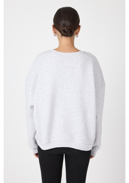 Karmelanj Bisiklet Yaka Oversize Kadın Sweatshirt 9152M