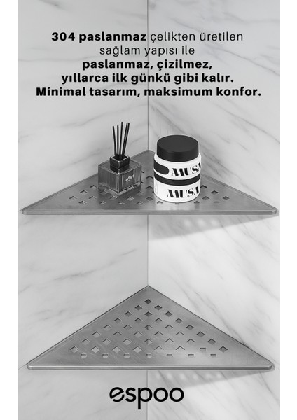 2 Adet Üçgen Paslanmaz Çelik Banyo Köşeliği Rafı , Duşakabin Köşe Için Şampuanlık Sabunluk Seti fiyatları
