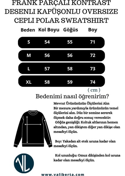 Frank Parçalı Kontrast Desenli Kapüşonlu Oversize Cepli Polar Erkek Sweatshirt - Füme modelleri