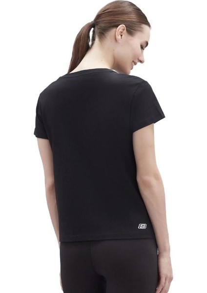 S221180 W Graphic Tee Shiny Logo Siyah Kadın T-Shirt fırsatları