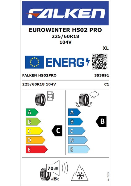 205/50 R17 Tl 93V Xl Eurowınter HS02 Oto Kış Lastiği (Üretim YILI:2025)