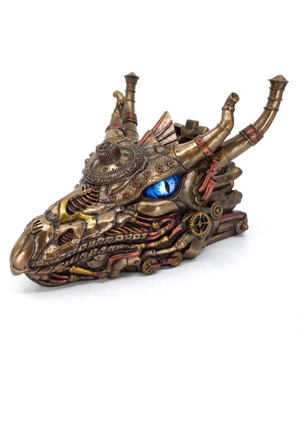 Ejderha Başı Gizli Bölmeli Çekmeceli Biblo Kutu | Steampunk Dekor | Masa Üstü Ilginç Dekoratif Obje| Veronese Design