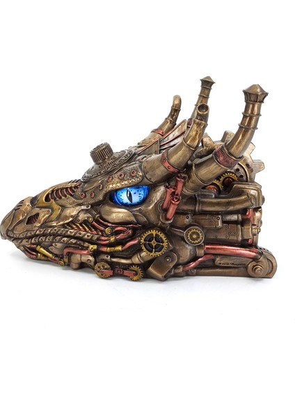 Ejderha Başı Gizli Bölmeli Çekmeceli Biblo Kutu | Steampunk Dekor | Masa Üstü Ilginç Dekoratif Obje| Veronese Design modelleri
