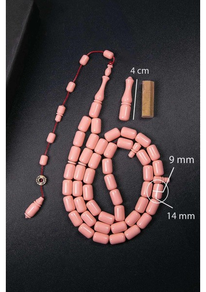 Açık Pembe Usta Işçilik 45 Taneli Eski Fransız Galalit Tesbih