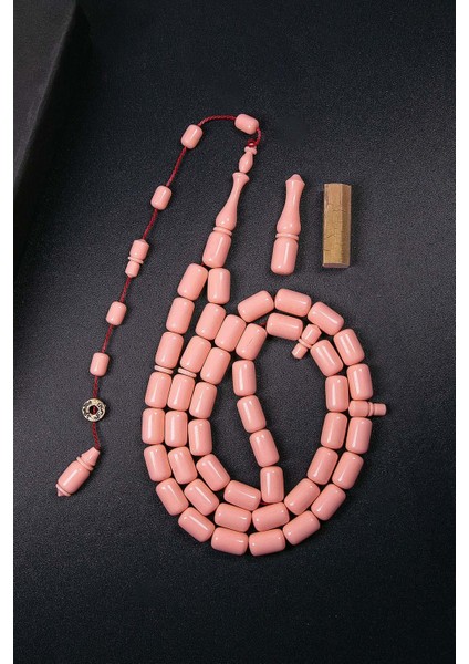 Açık Pembe Usta Işçilik 45 Taneli Eski Fransız Galalit Tesbih modelleri