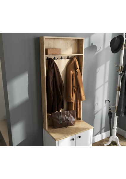 Hunerika Minoa Portmanto -Wood Beyaz-Minifiks Bağlantılı fiyatları