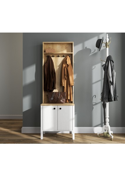 Hunerika Minoa Portmanto -Wood Beyaz-Minifiks Bağlantılı fırsatları