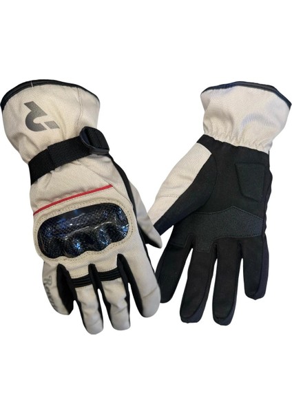 New Kışlık Eldiven Beyaz-Kırmızı