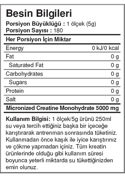 Creabig Powder Creatine Monohydrate Micronized 900 gr fiyatları