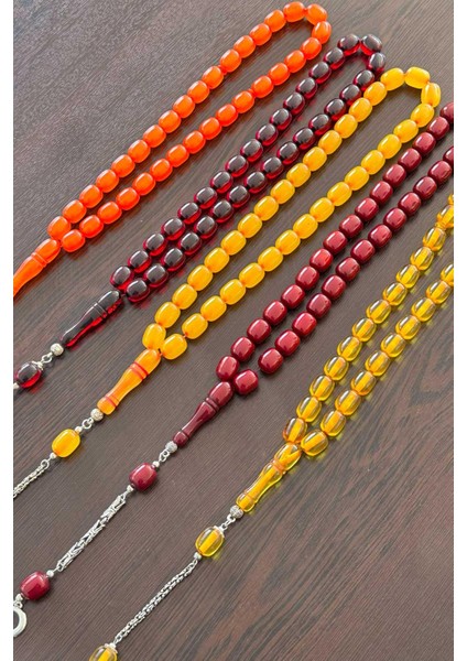 5'li Büyük Boy Epoksi Toz Kehribar Tesbih