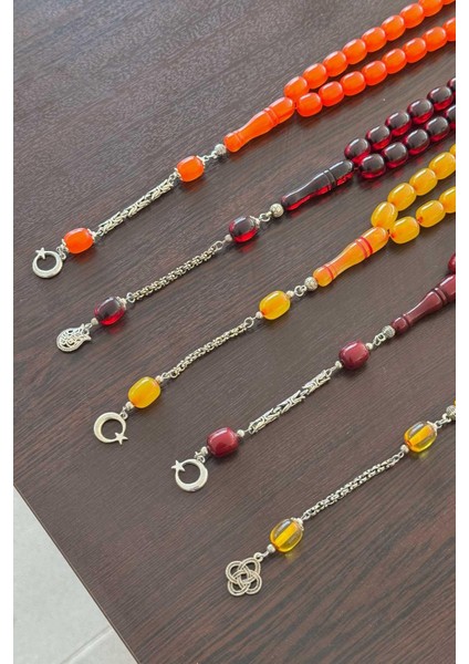 5'li Büyük Boy Epoksi Toz Kehribar Tesbih modelleri