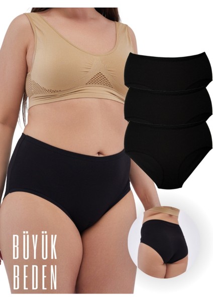 Kadın Ekstra Battal Külot - 3 Adet Siyah - 9xl