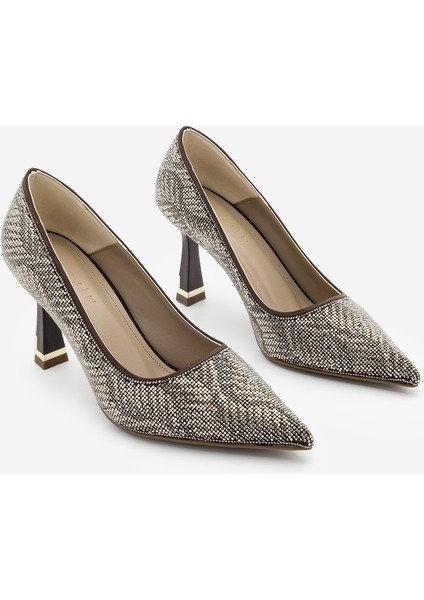 Kadın Stiletto Sivri Burun Taşlı Topuklu Abiye Ayakkabı Arleta Kahve indirimleri
