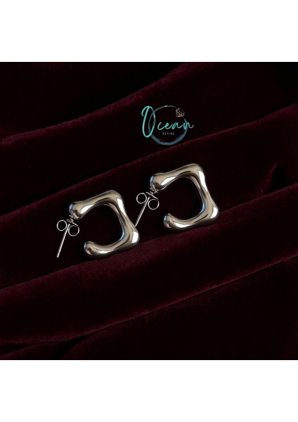 Çelik Gümüş Renk Minimal Bubble Küpe modelleri