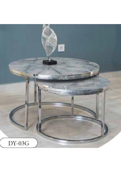 Mim Mermer - Gümüş Dünya Ikili Orta Sehpa