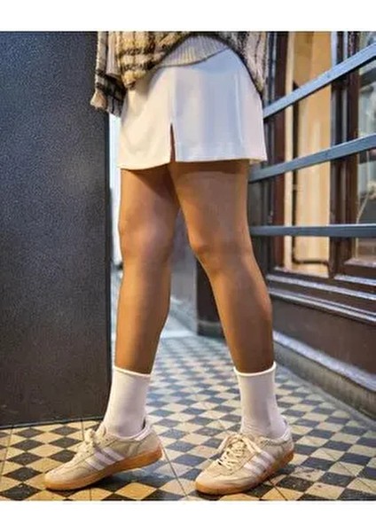 3'lü Roll Top Lastiksiz Kadın Beyaz Bambu Soket