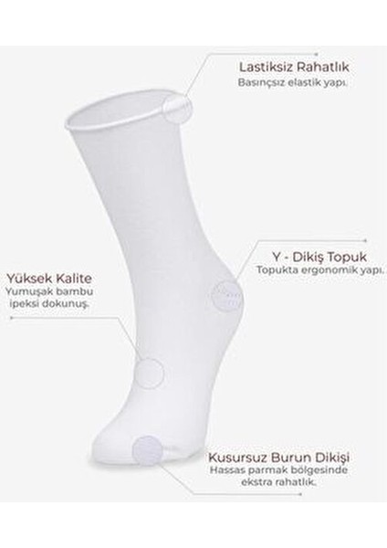 3'lü Roll Top Lastiksiz Kadın Beyaz Bambu Soket indirimleri