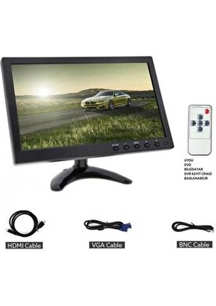 10 Inç Araç ve Televizyon LCD Bilgisayar Monitör Hdmı VGA Girişli Ekran fiyatları
