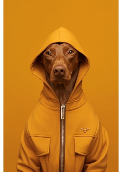 Turuncu Ceketli Köpek V1 Ev Duvar Salon Güzellik Salonu Ofis Dükkan Dekarasyon Kanvas Tablo fiyatları